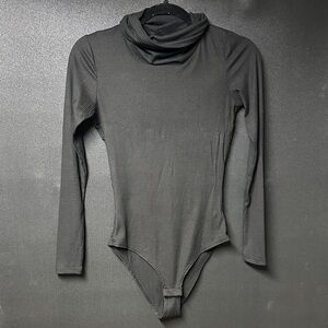 Pink Lily Black Ribbed Bodysuit